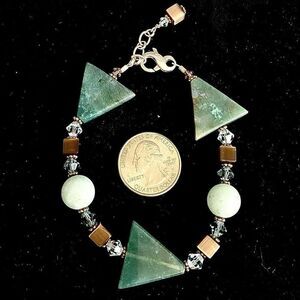 ASC Striking Polished Green Agate with Sterling clasps